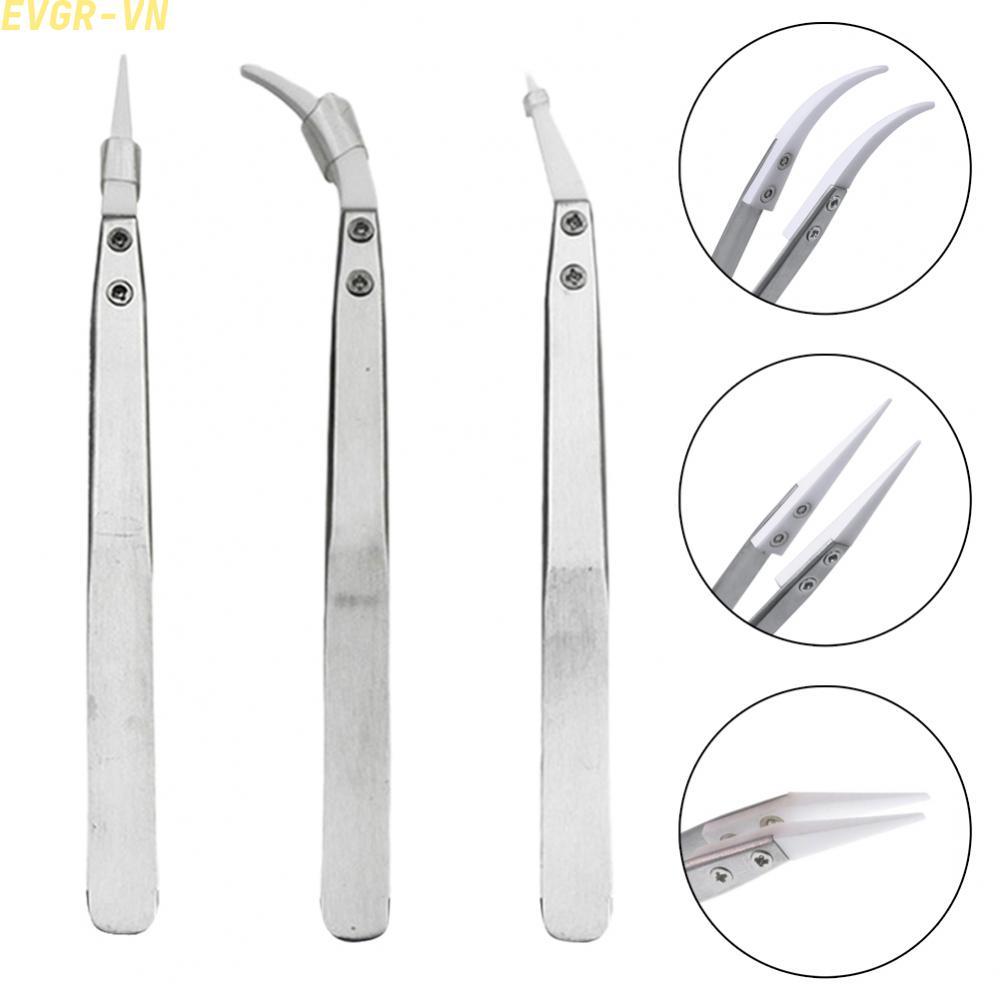<Evergreen>Reliable Ceramic Replaceable Tip Tweezers for Antimagnetic Performance