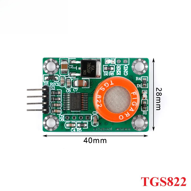 TGS822 50-5000ppm Mô-đun cảm biến phát hiện cồn Đầu ra cổng nối tiếp Ethanol Đo khí cồn