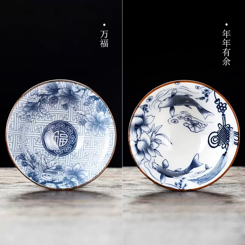 2026 Sản Phẩm Mới P66D Xanh Trắng Sứ Teacup Gốm Kung Fu Nhỏ Teacup Cốc Đơn Master Cup Tea Set Teacup