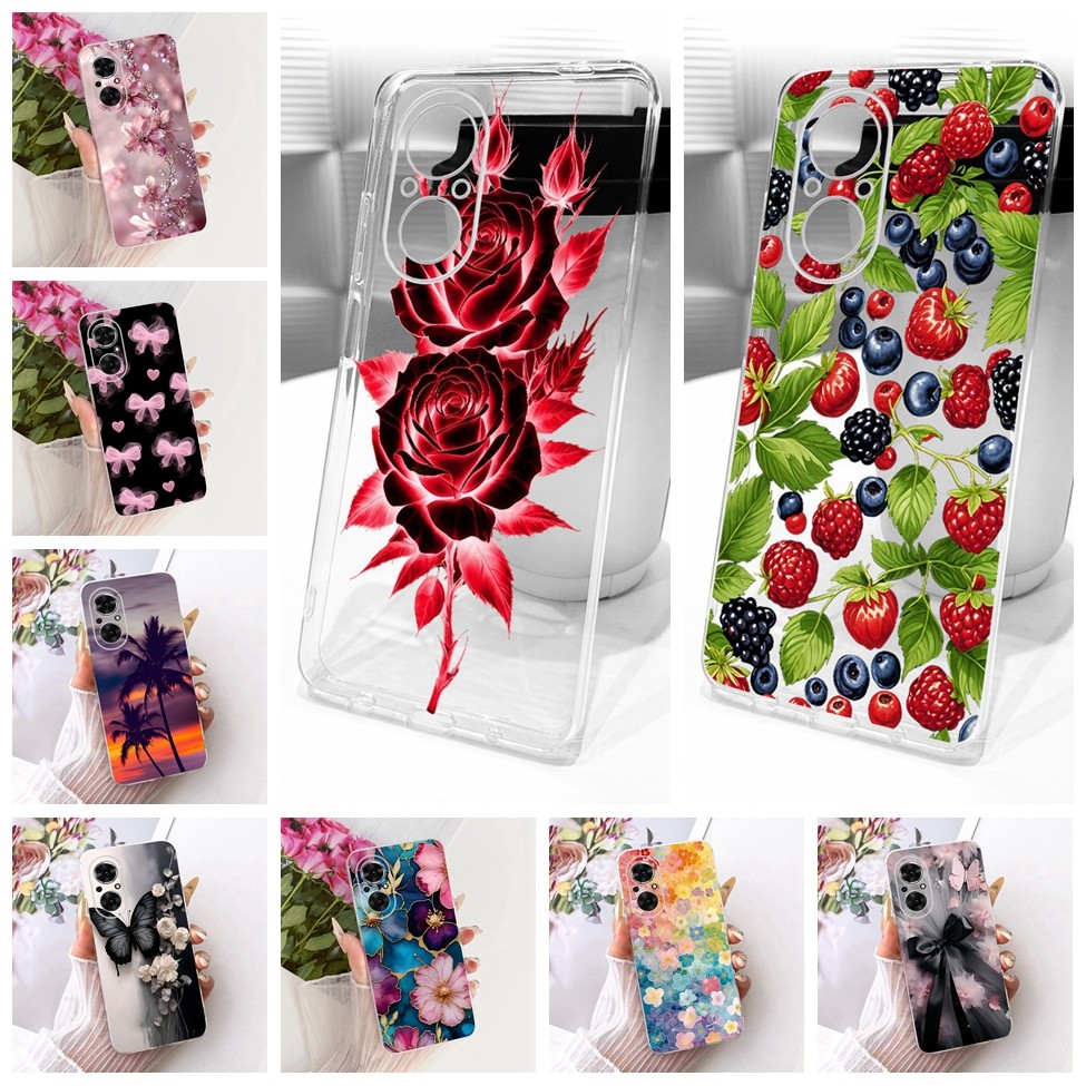 Trong Suốt Cho Honor 50SE JLH-AN00 Ốp Lưng Honor 50 SE Vỏ Mèo Dễ Thương Thời Trang Bướm Vỏ Sơn Ngộ n