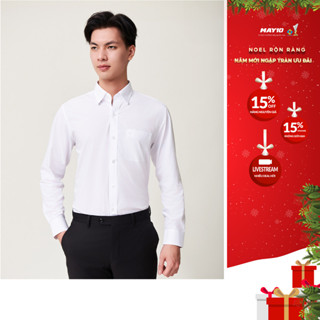  Áo sơ mi nam trắng dài tay chất liệu Bamboo May 10 mã 010122900WL2 