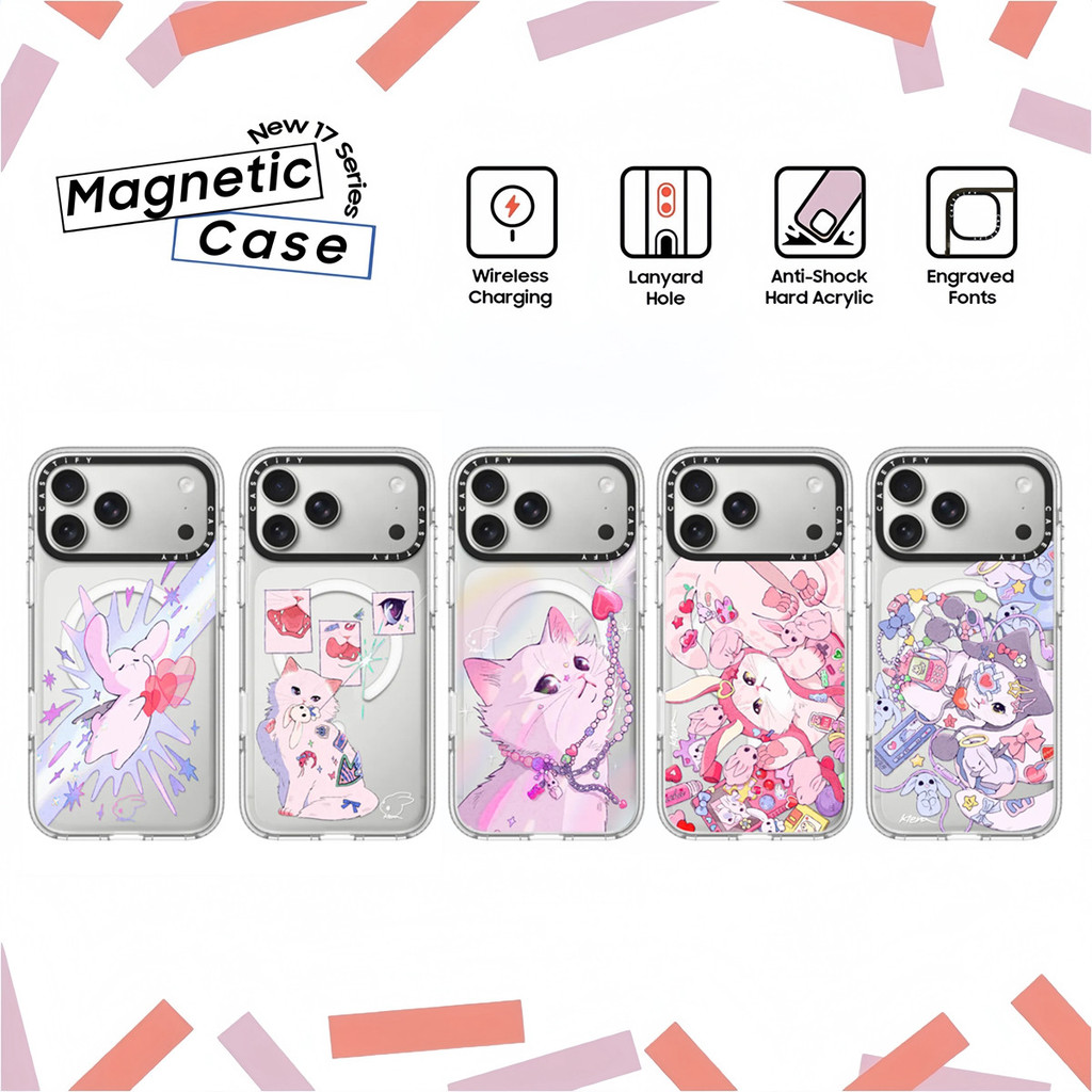 CASETi Kiera Won Necoco Cat ToTo Bunny Y2K Vỏ nhựa Acrylic cứng cho iPhone 17 16 Air 12 13 14 15 Plu