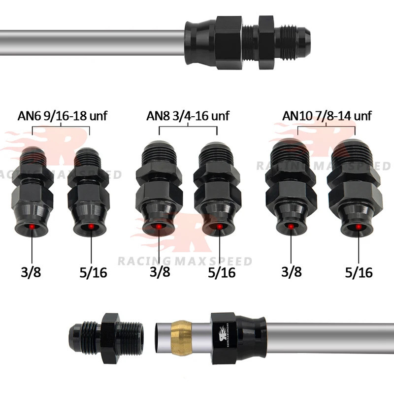 Nhôm Thẳng AN6 / 8 / 10 Nam Đến 5 / 16 "AN6 Nam Đến 3 / 8" Ống Ống Lắp Adapter Nhiên Liệu Đường Cứng