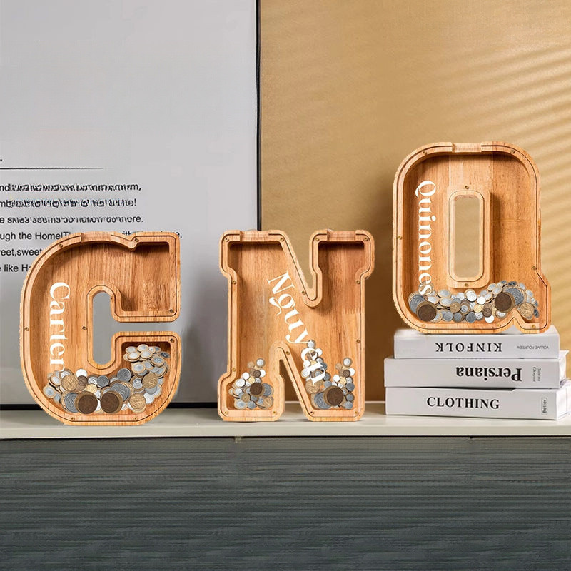 Quà tặng chữ cái tiếng Anh Ngân hàng heo đất trong suốt [Hàng có sẵn chất lượng cao ~ Từ Bảo tàng si