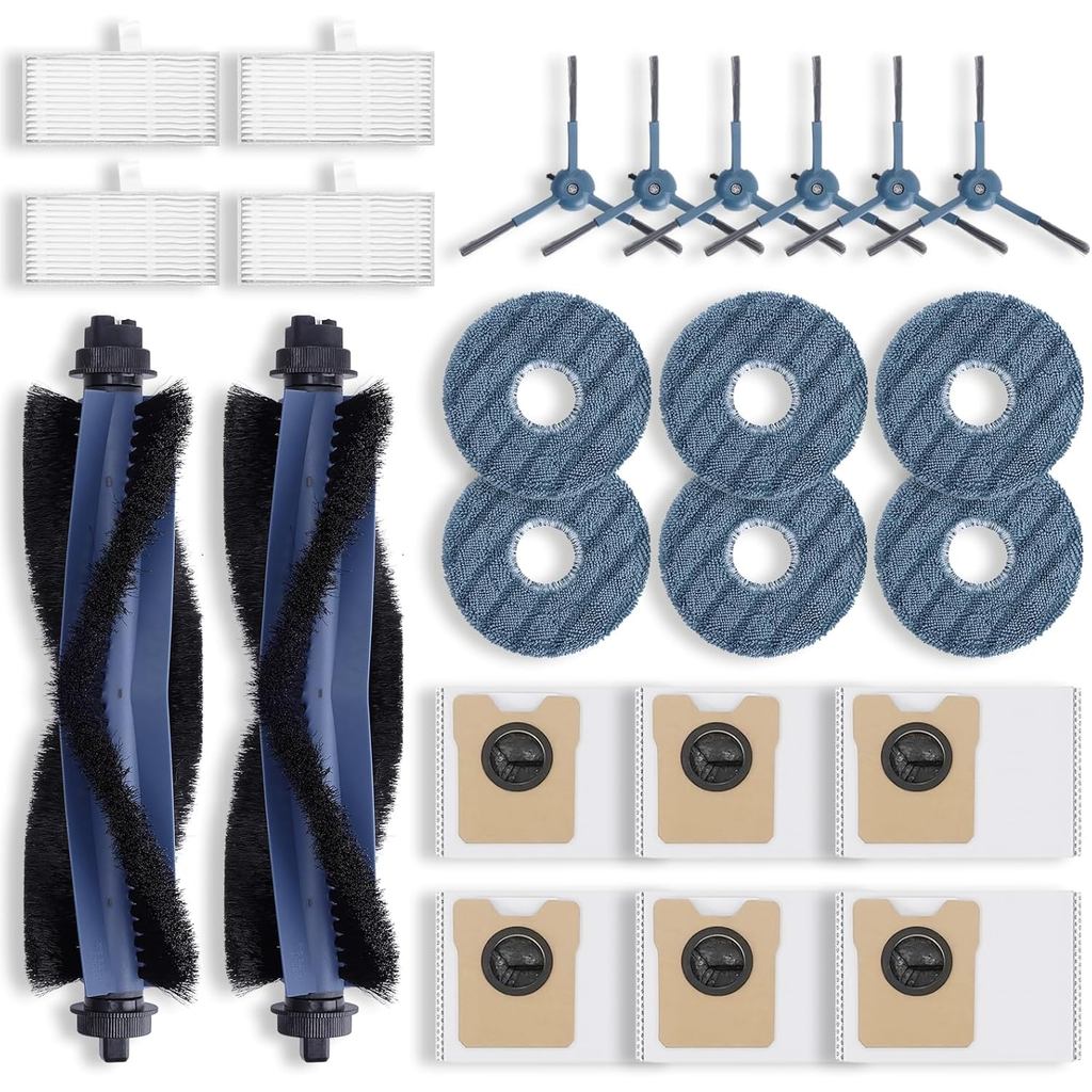 Bộ phụ tùng thay thế cho phụ kiện chân không Robot Omni C20 eufy, 2 bàn chải con lăn, 4 bộ lọc, 6 bà