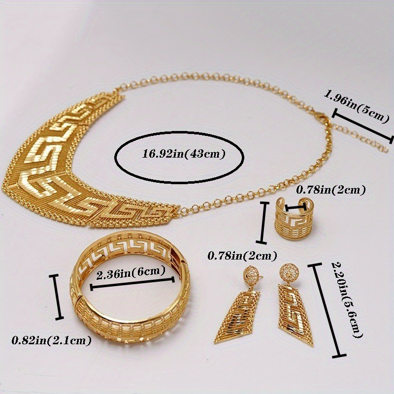 Dubai Cô Dâu Trang Sức Bông Tai Mạ Vàng 24K Phóng Đại Retro Châu Phi Nigeria Bông Tai Đơn Giản Nữ