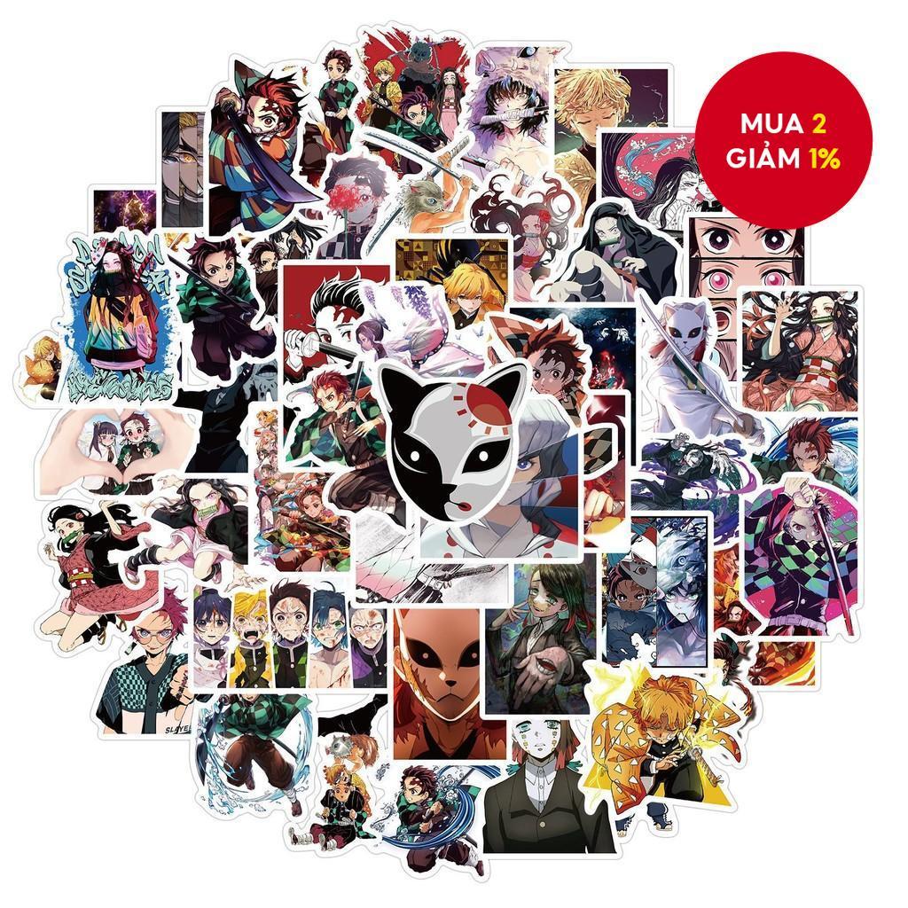 50 Miếng Dán Graffiti Demon Slayer Mugen Train - Trang Trí Anime Chống Thấm Nước Cho Xe Máy, Laptop