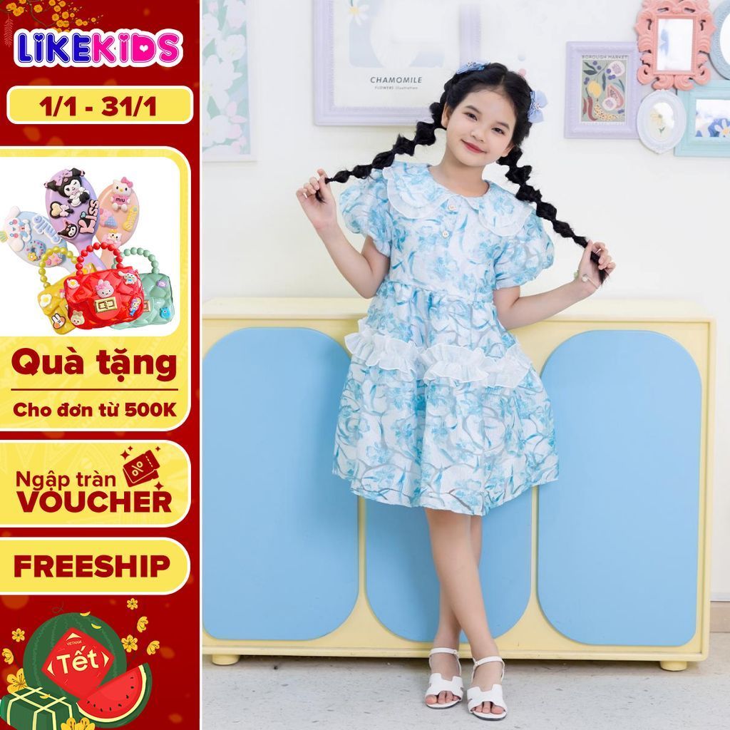 Đầm công chúa cho bé gái kiểu dáng CC BÈO VIỀN T15 - LikeKids