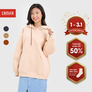  Áo nỉ nữ có mũ CANIFA dài tay có mũ basic 6TW24W007 