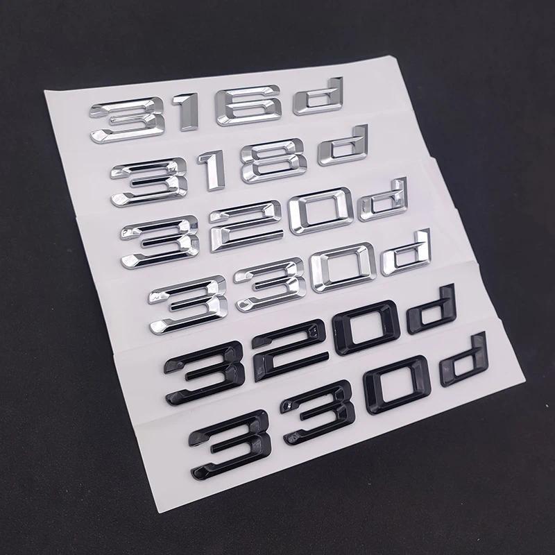 3d ABS Chrome Đen Logo 330d 316d 318d 325d 335d 320d Biểu Tượng Chữ Xe Thân Dán Cho Xe BMW E46 E90 F