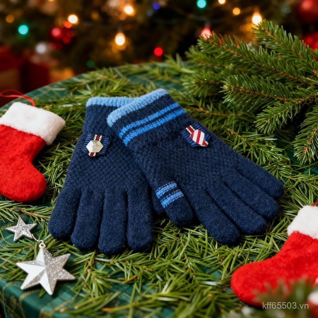 Găng tay mùa đông cho trẻ em, Mũ bảo hộ toàn ngón tay dệt kim ấm áp, Co giãn thoải mái Phù hợp cho b