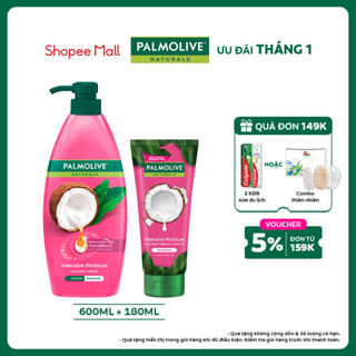  Bộ đôi Dầu gội Palmolive 600ml và Dầu xả 180ml chiết xuất thiên nhiên cho tóc mềm mượt lưu hương dài lâu 