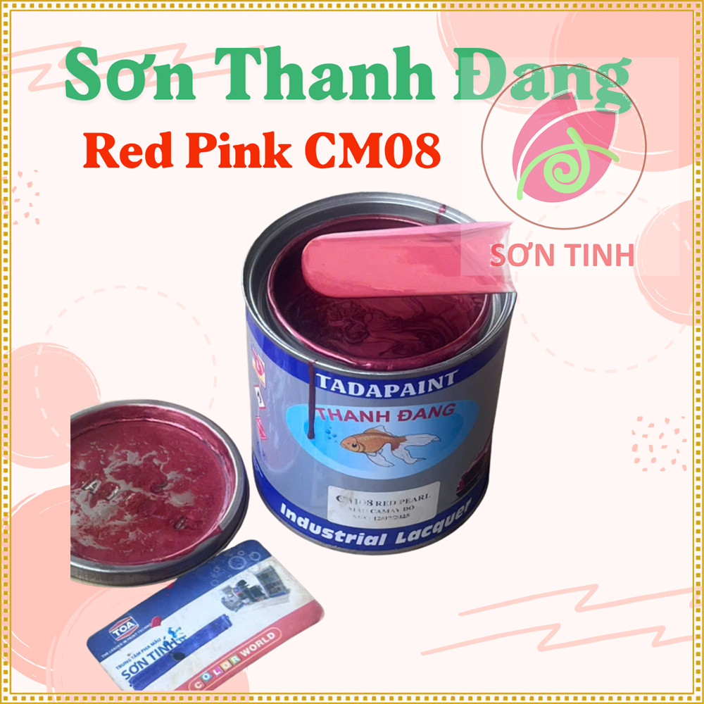 Sơn thơm công nghiệp Thanh Đang màu nhũ camay đỏ ánh kim Red Pink CM08, sơn ô tô xe máy