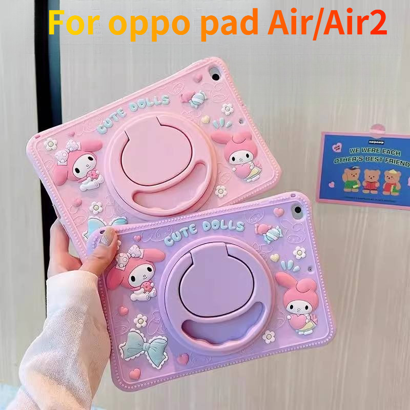 Phim hoạt hình dễ thương 360° Ốp lưng đứng cho OPPO pad Air air2 11.4 "OPPOpad 11" OPD2301 OPD2101 V