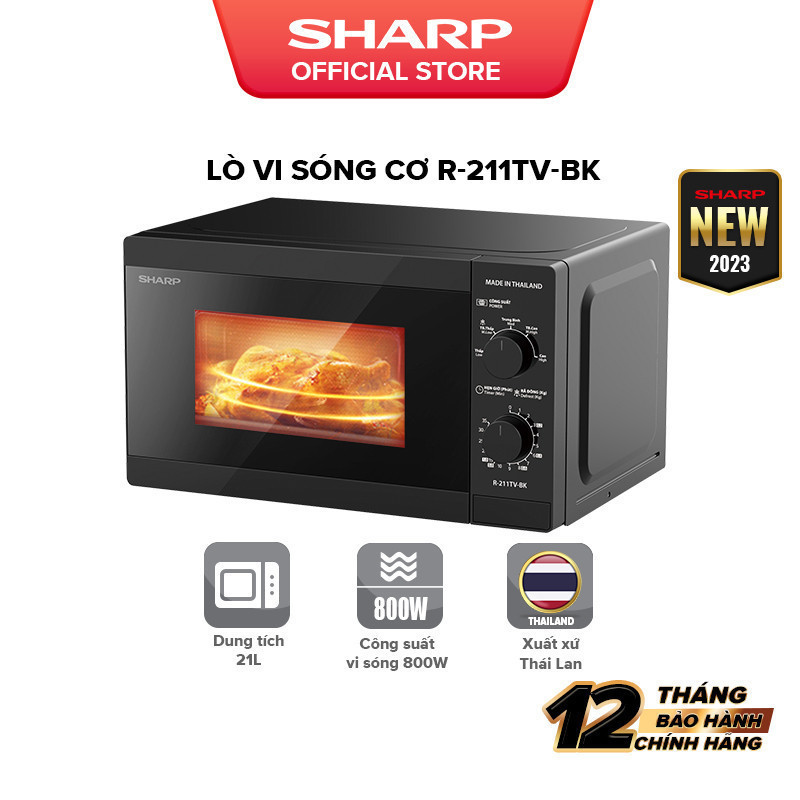 Lò vi sóng cơ Sharp R-211TV-SL/BK 21 lít Chính hãng công suất 800W, 5 mức nhiệt - SIDEAL SIL | BigBuy360 - bigbuy360.vn