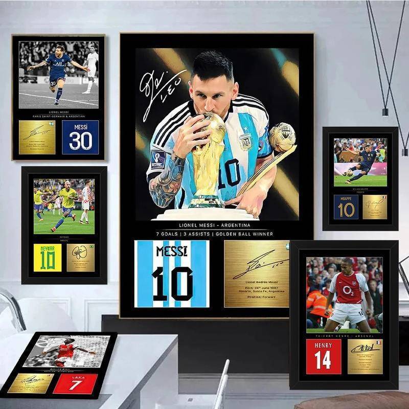 Lionel Messi World Cup Cúp Ký Không Khung Chống Thấm Nước HD In Canvas Quạt Bóng Đá Nghệ Thuật Treo 