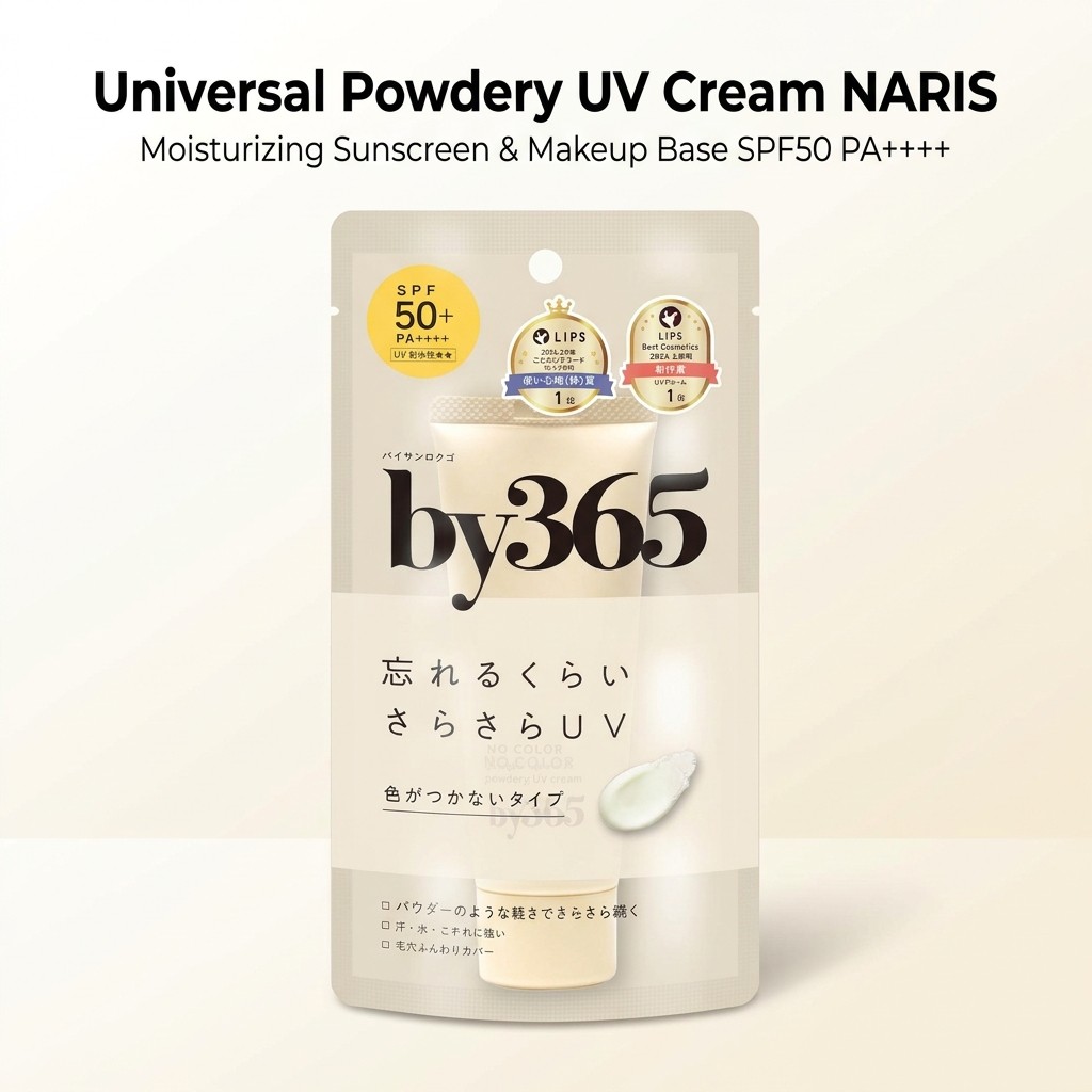 "Universal Powdery UV Cream by NARIS UP by365 - Moisturizing Sunscreen & Makeup Base for Face and Bo