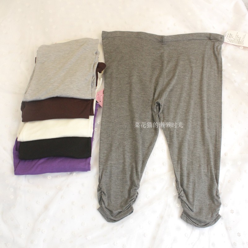 Quần Legging Bà Bầu Mùa Hè Mỏng Phong Cách Modal Bà Bầu Crop Quần Co Giãn Cotton Mặc Ngoài Quần Legg