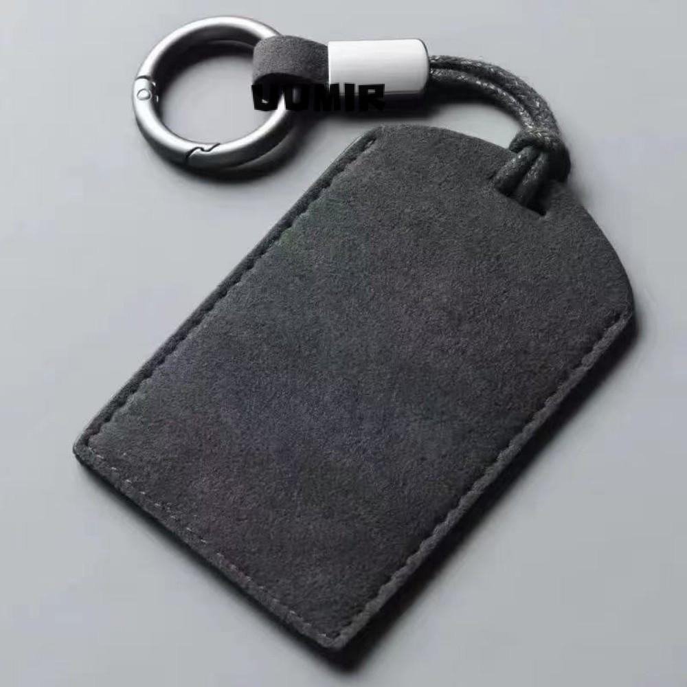 UUMIR Car NFC Card Holder, Giấy phép NFC PVC Card Cover Mini Key Cover, Da thật di động Flip Suede C