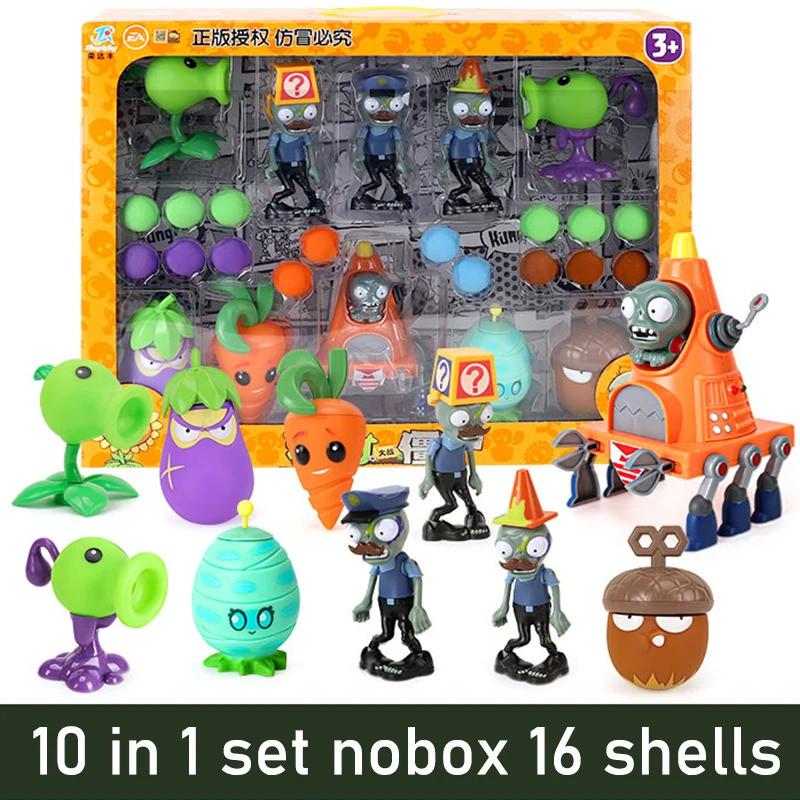 Mới Plants vs Zombies 2 Peashooter Mecha Roadblock Zombie Cà tím Ninja Bộ Đồ Chơi 10 Chiếc Silicon M