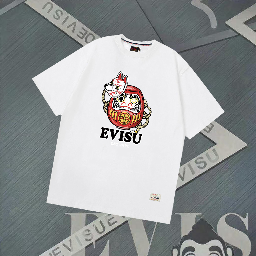 Evisu God of Fortune 2026 - Áo Thun Ngắn Tay Classic Nam Nữ, 100% Bông, Phong Cách Mỹ