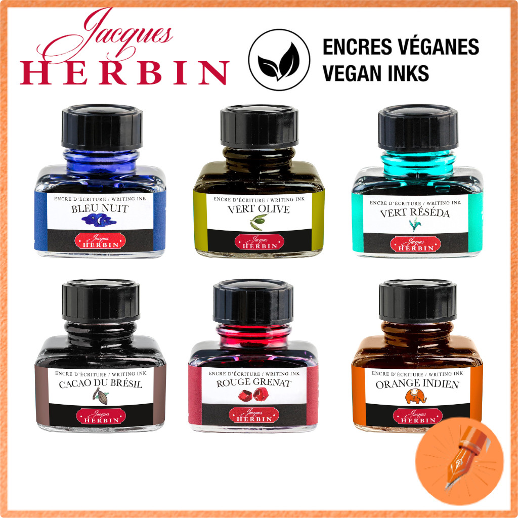 Herbin Traditional Ink 30ml Dye Ink for Fountain Pens, Dip Pens, and Glass Pens