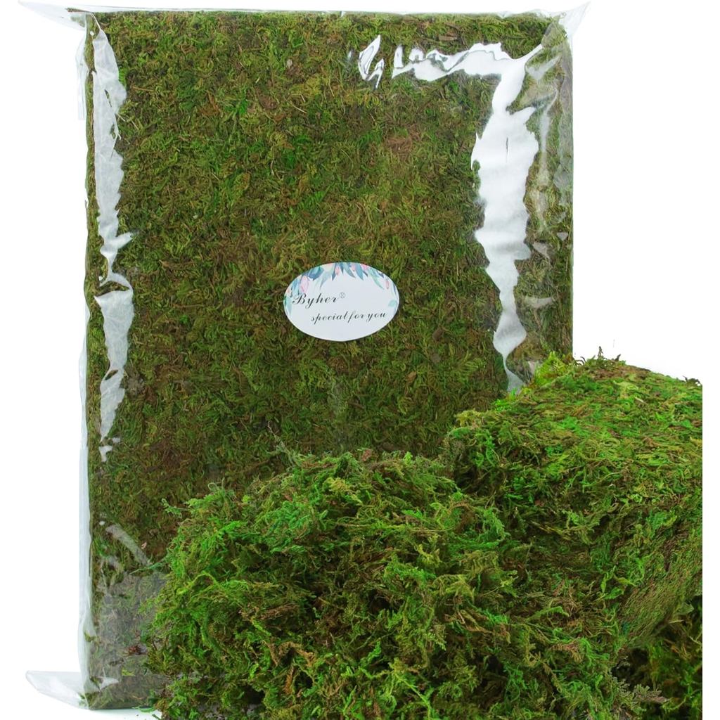 BYHER 35oz (2.18 Pounds) Green Artificial Moss for Indoor Crafts, Fairy Gardens, Table Centerpieces,