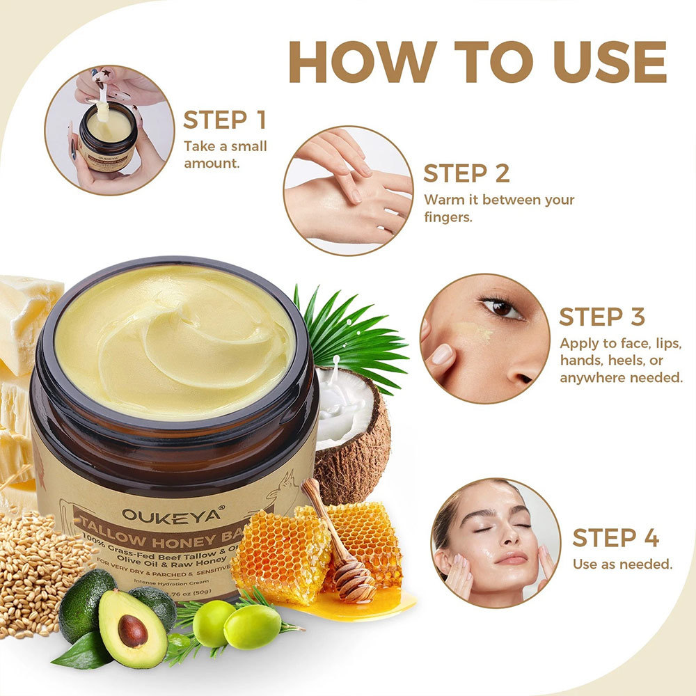 Facial Tallow Honey Balm Beef Tallow Cream 50g