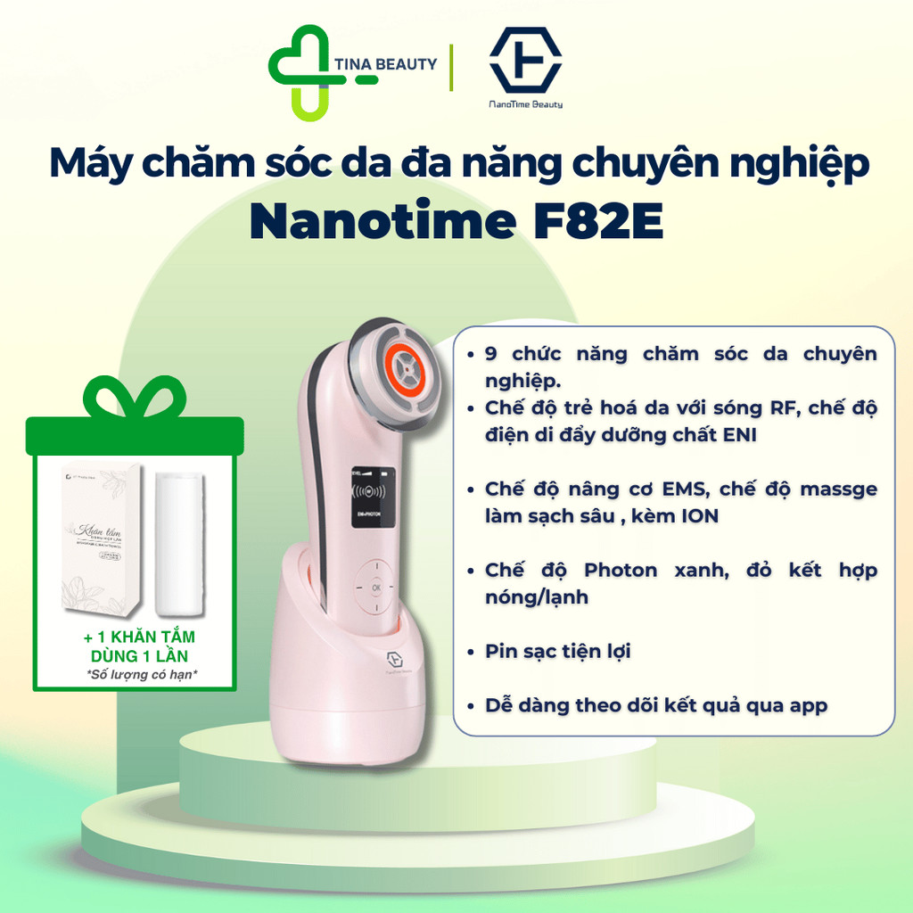 Máy nâng cơ massage mặt V-line Nanotime F82E công nghệ sóng Photon RF tái tạo collagen, trẻ hóa da