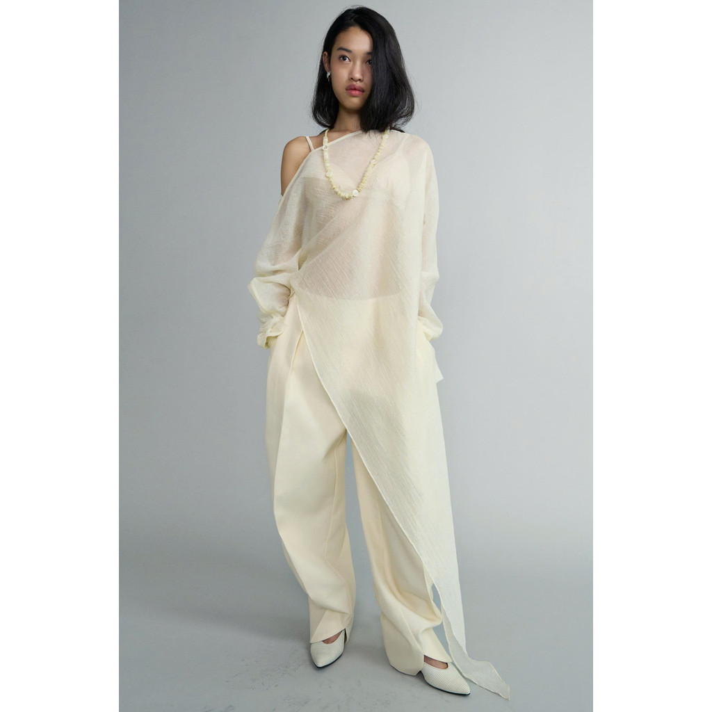 ÁO TƠ NỮ /ou'ba:d/ DÀI TAY MỎNG NHẸ đứng form hai màu KEM, ĐEN size S M