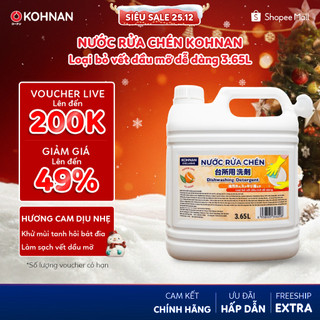  Nước rửa chén KOHNAN hương cam tự nhiên loại bỏ vết dầu mỡ dễ dàng 3.65L 