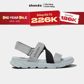  Giày Sandals Nam Nữ Shondo F6 Đế Xám Phối Quai Đen F6S2011 