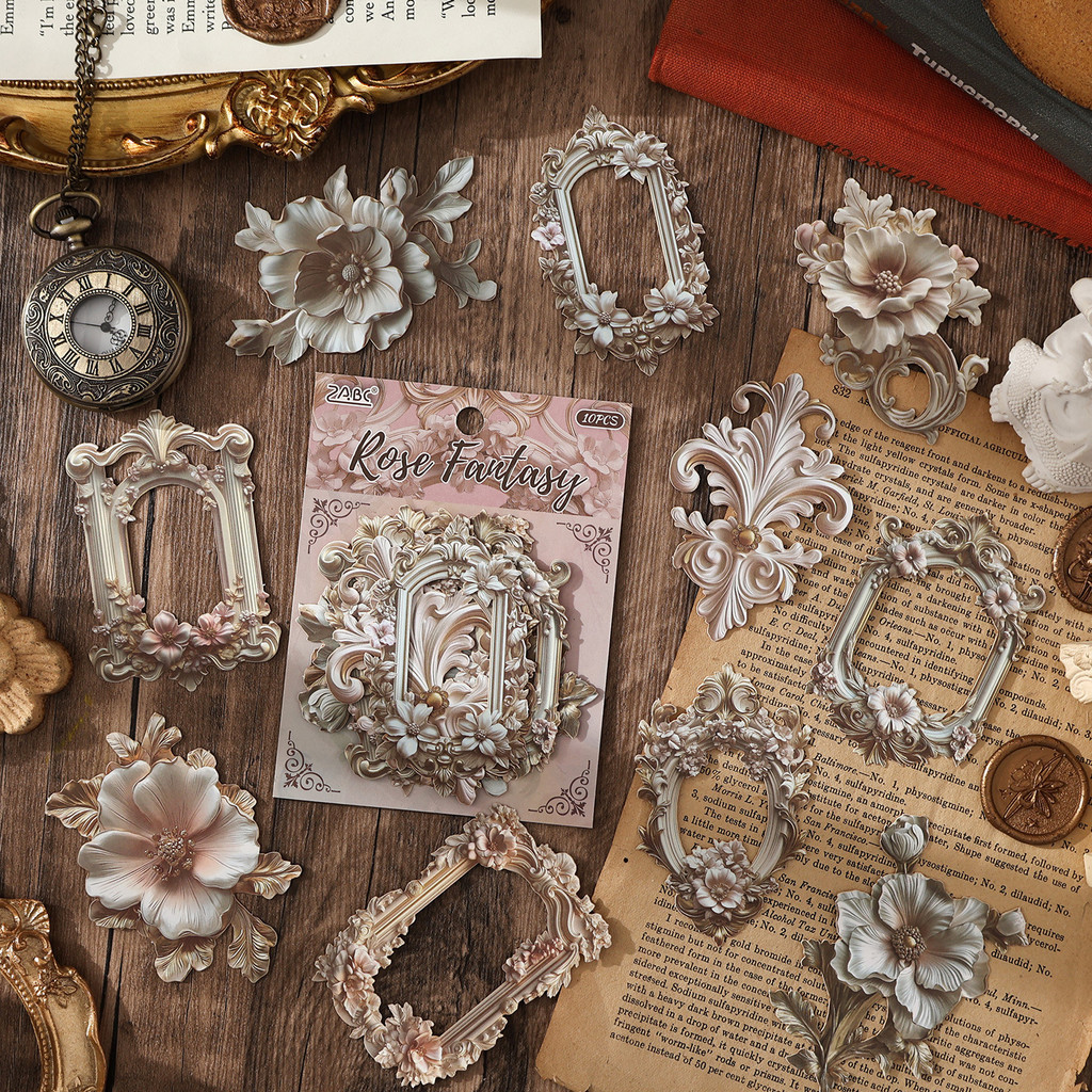 10 Tờ Trong Fuhua Ouyun Retro Miếng Dán Gói Sổ Tay Dán Sổ Tay Trẻ Em DIY Vật Liệu Trang Trí Dán