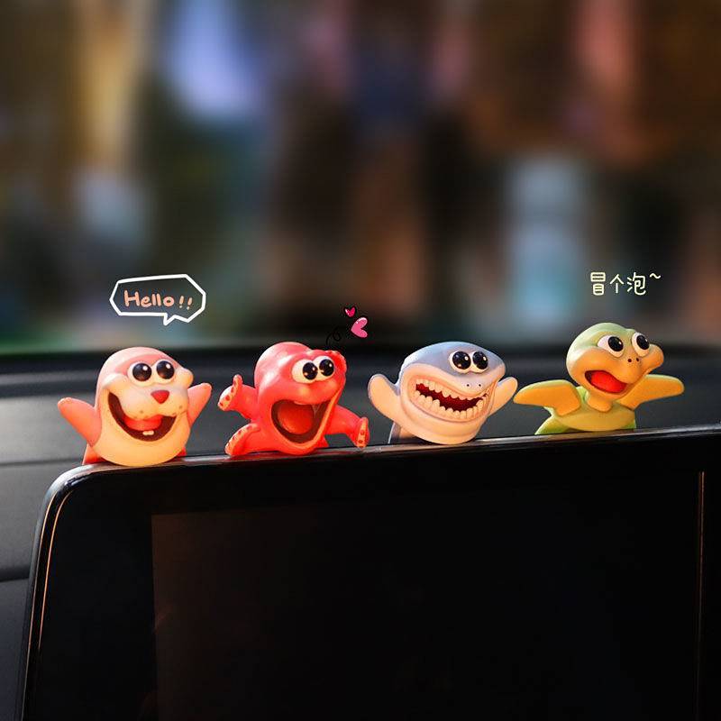 Applicable to Tesla Car Decoration Display Screen Lying Doll Little Shark Turtle Display Lying Decor