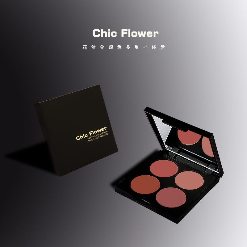 CHIC FLOWER Blush Hua Xi Ling Blush Kem đa năng bốn màu Phấn mắt Son môi Highlighter Kem đa năng bốn