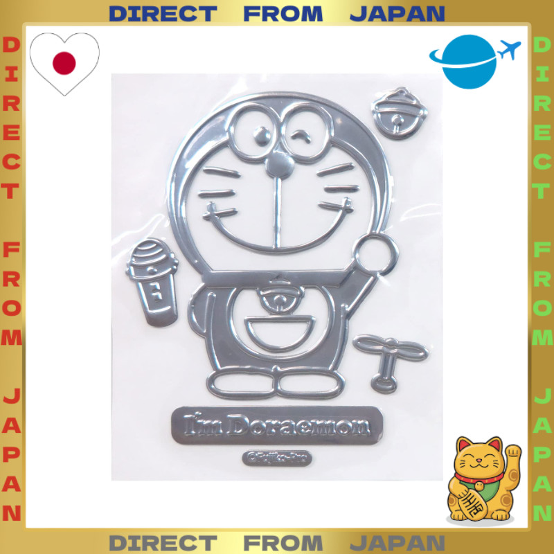 【DIRECT FROM JAPAN】Meiho Doraemon Winking Emblem Sticker Heat-Resistant, Water-Resistant Silver DE00
