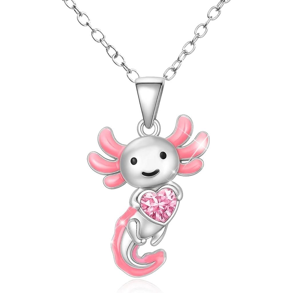 Vòng cổ axolotl cute, hợp kim kẽm và pha lê - quà tặng sinh nhật, giáng sinh cho bé trai gái