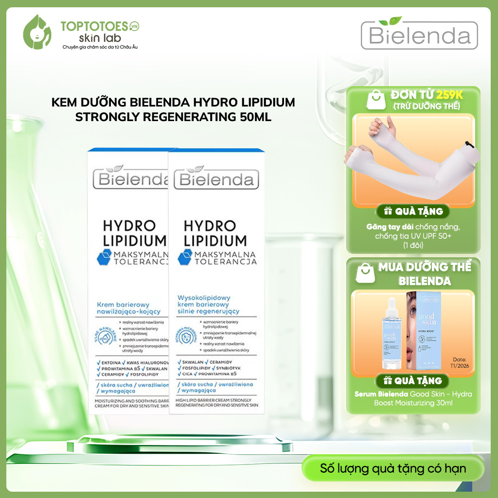   HÀNG NHẬP KHẨU  Kem dưỡng Bielenda Hydro Lipidium Maximum Tolerance dưỡng ẩm sâu làm dịu phục hồi da nhạy cảm 50ml 