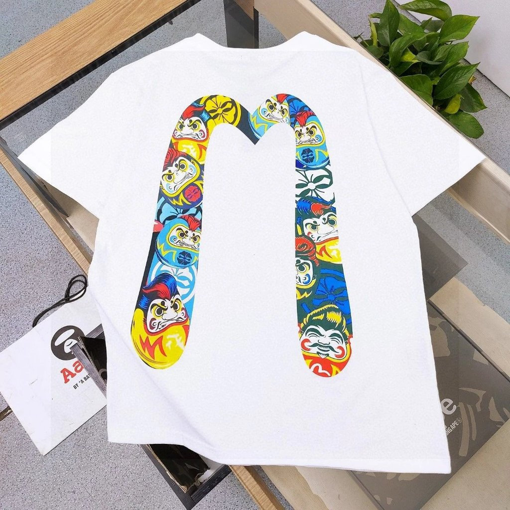 Áo thun ngắn tay nam nữ EVISU style thể thao, phù hợp thu đông