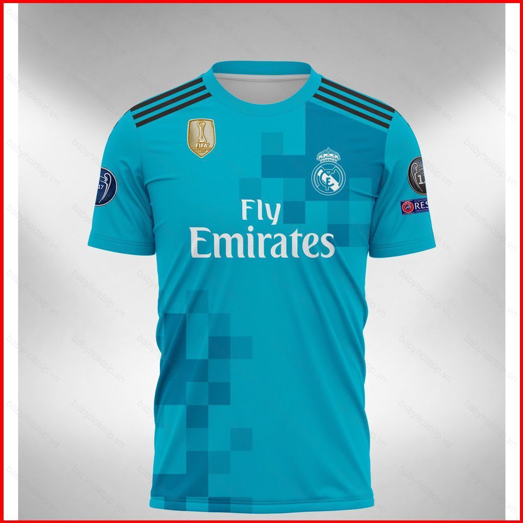 Áo bóng đá thứ ba Real Madrid 2017-2018, áo thun ngắn tay dành cho người Plus Size