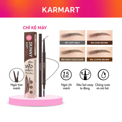 Chì Kẻ Mày Đầu Chì Tròn Siêu Nhỏ Cathy Doll, Chống Nước, Lâu Trôi Skinny Soft Brow Pencil 0.06 g