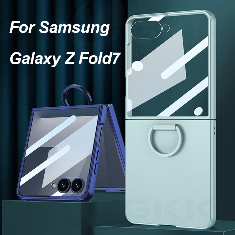 Ốp Lưng Chính Hãng Cho Samsung Galaxy Z Flip 7 Siêu Mỏng Nhẫn Giá Đỡ Màn Hình Bên Ngoài Kính Nhựa Ch