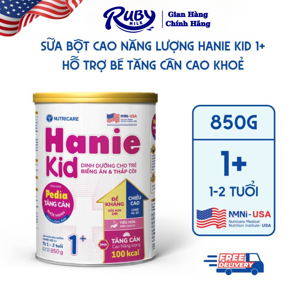 Sữa bột Nutricare Hanie Kid 1+ cho trẻ biếng ăn suy dinh dưỡng (850g)