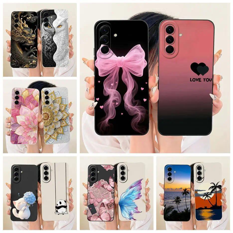 Dành Cho Samsung Galaxy A57 Ốp Lưng SM-A576B Nơ Sang Trọng Trái Tim Tình Yêu Sơn Bao Silicon Mềm Cho
