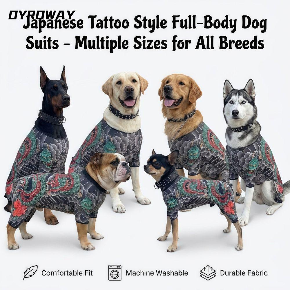 DYROWAY Dog Cat Tattoo Jacket, Áo Vest hình xăm thú cưng vui nhộn bốn mùa, Sáng tạo giống như thật t