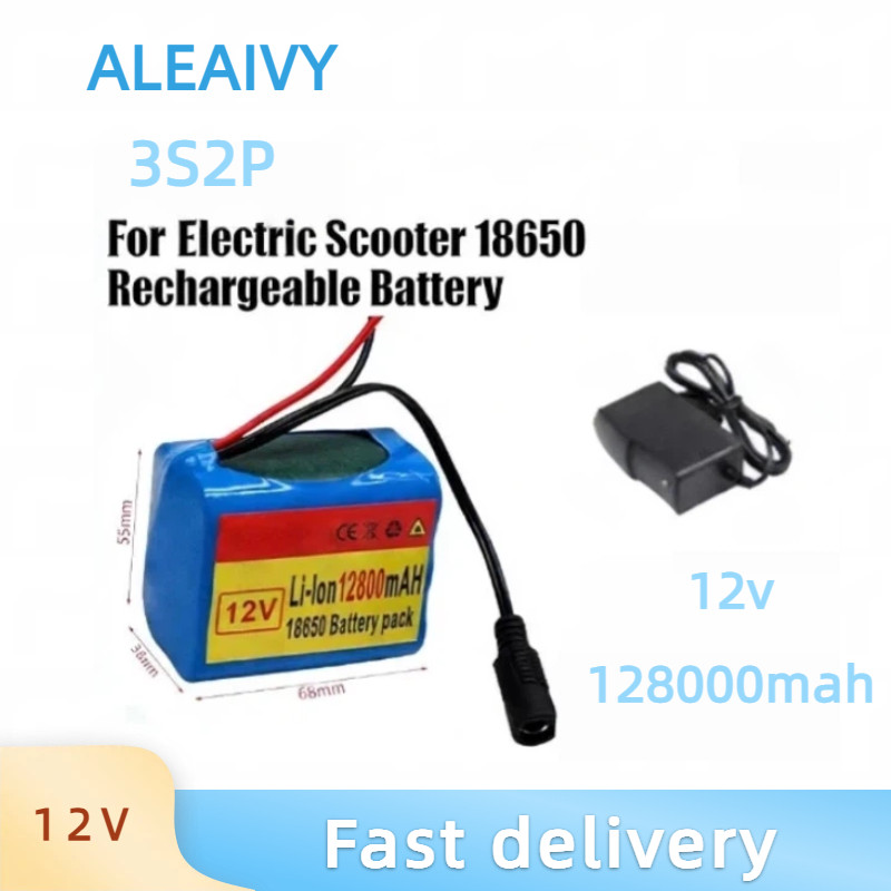 Pin sạc 3S2P 12V 12800mAh 18650 với bảng bảo vệ pin Lithium BMS + Xe tay ga điện sạc 12.6V