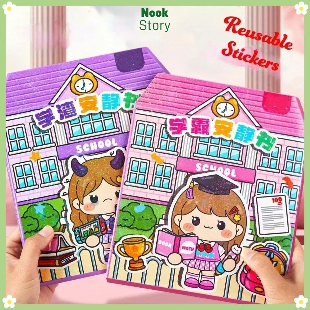 Nhãn dán sách yên tĩnh NOOKSTORY, Sách dán thủ công PET, Sách dán giáo dục hoạt hình cho trẻ em