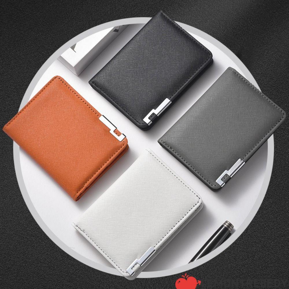 Ví nam LEMONTRE8EDY Retro, Ví đựng tiền xu hai màu cam đen xám trắng, ví da PU siêu mỏng tối giản Ví