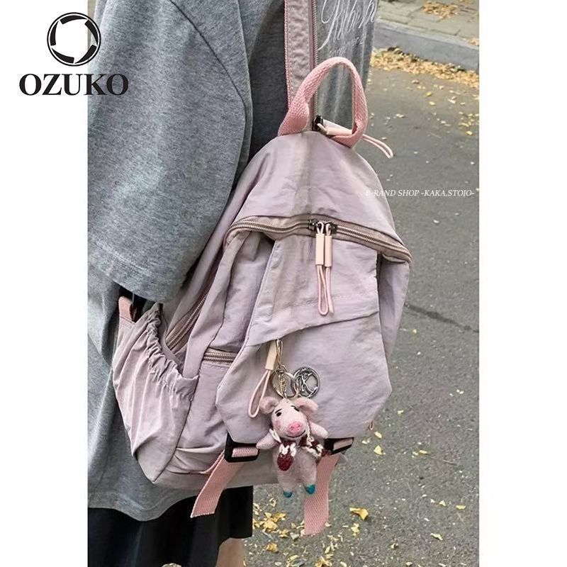 Ba lô đi bộ đường dài bằng Nylon OZUKO dành cho nữ, Gói Daypack dung tích lớn, Túi ngoài trời hợp th