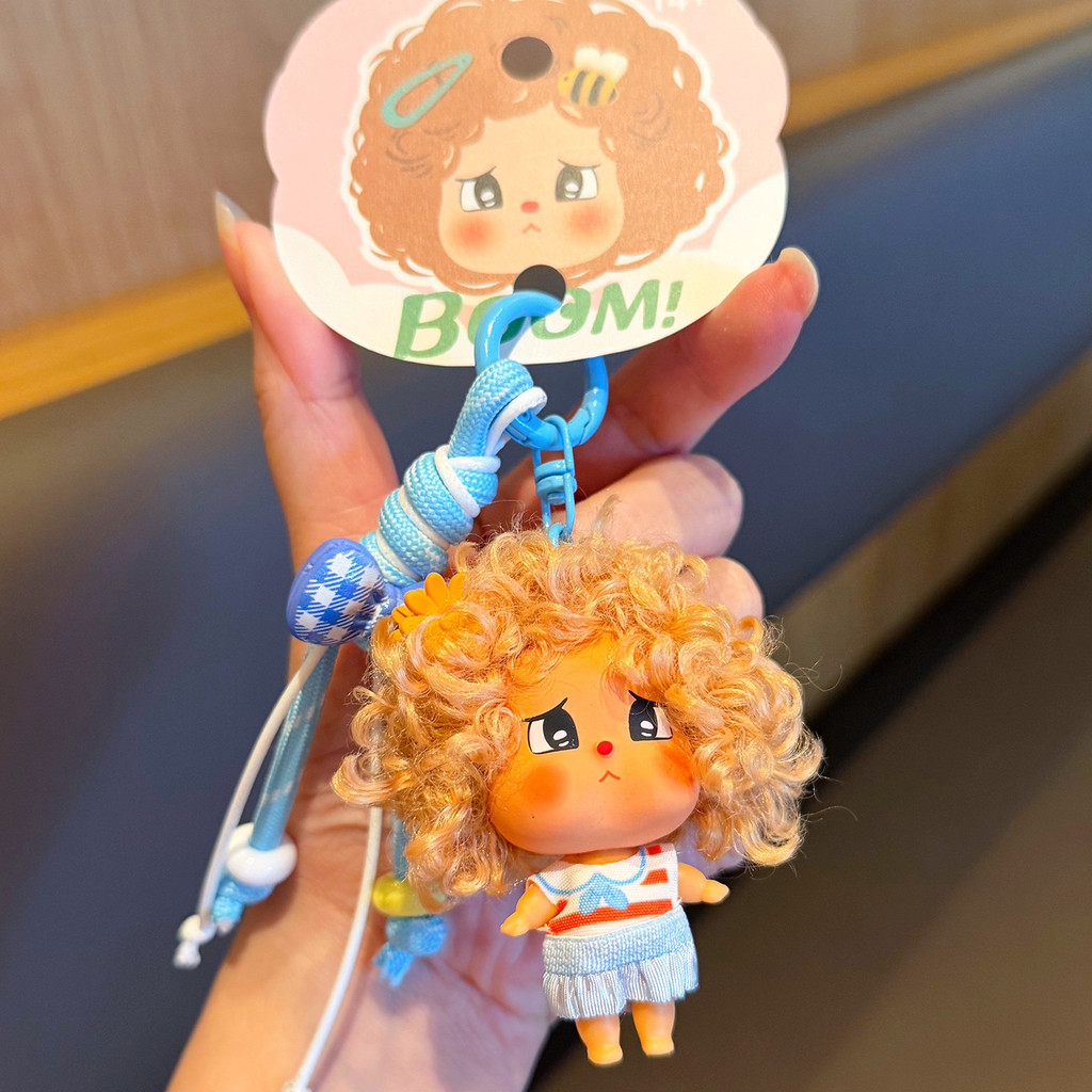 Cute Fried Fur Crying Baby Keychain Ugly and Cute Crying Bag Small Roll Fur Doll Creative Bag Pendan